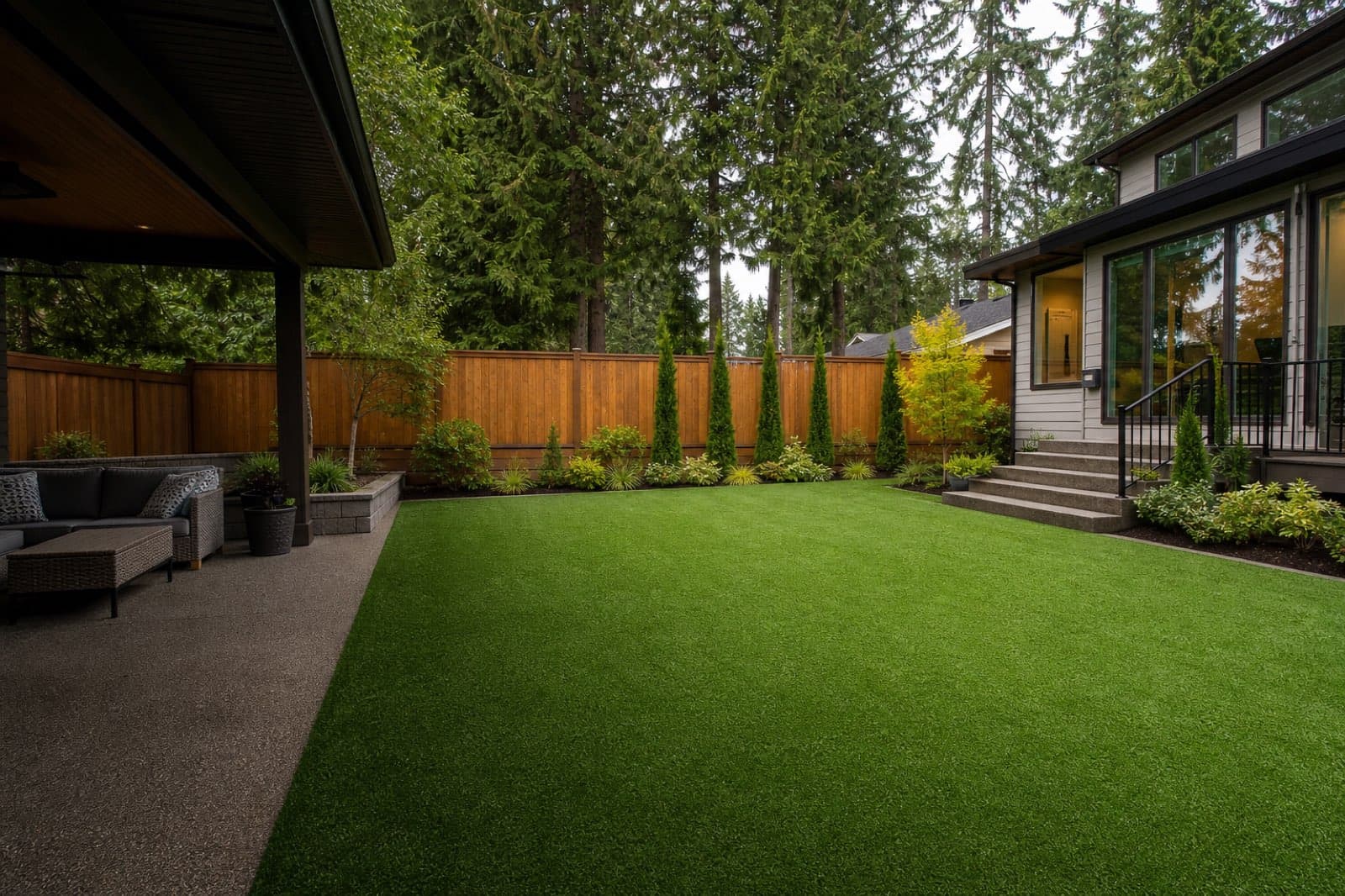 Artificial grass lawn installed in Walnut Grove, BC